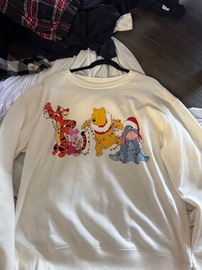Disney White Winnie the Pooh Holiday Character Sweatshirt